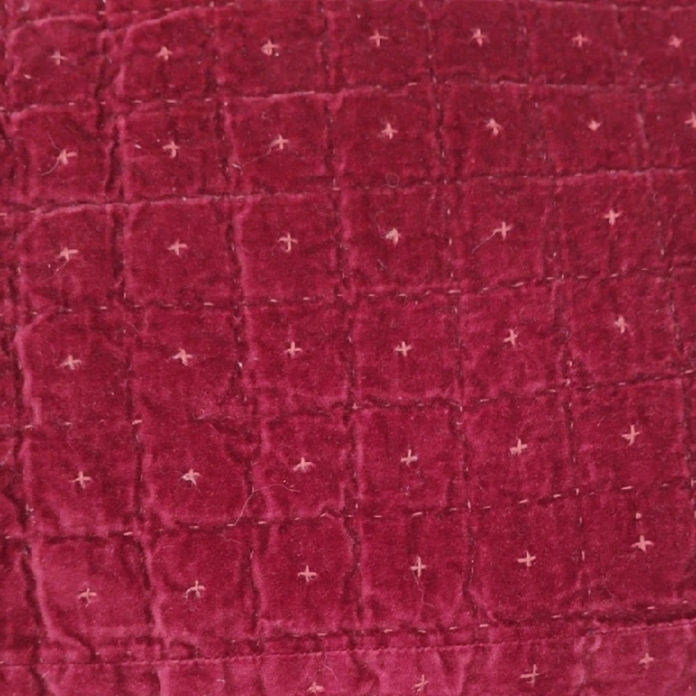 Pottery Barn Box Stitch Quilt in garnet red. Full/Queen Size